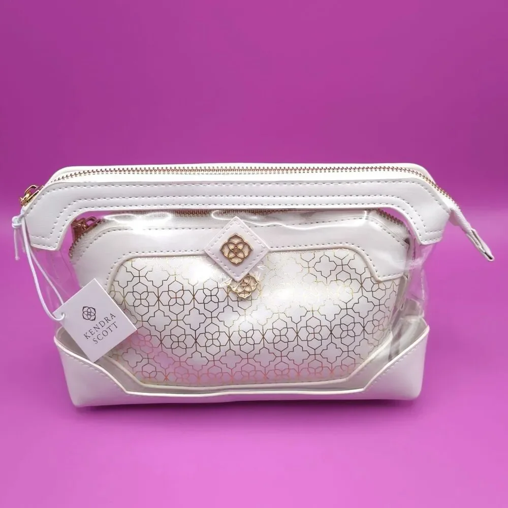 KENDRA SCOTT New Duo Cosmetic Pouch Bags 2pc Set‎ Cosmetic Makeup Zip Case